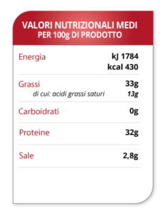 Average nutritional Mora Romagnola “Gentile” Salami