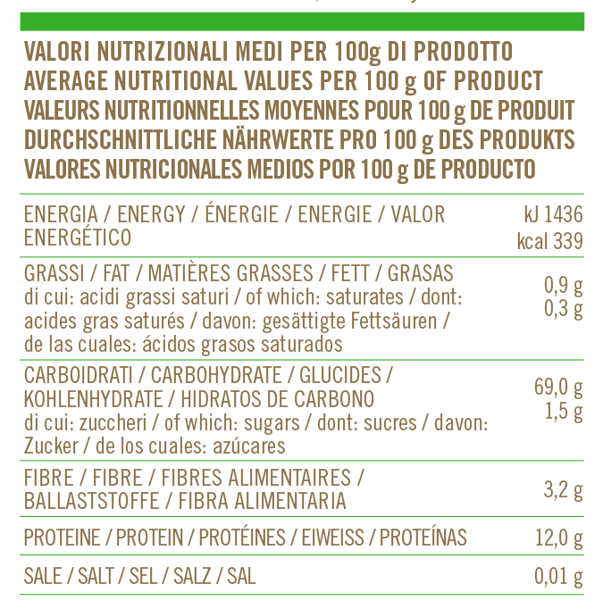 Valori nutrizionali Farina Regionale Veneto