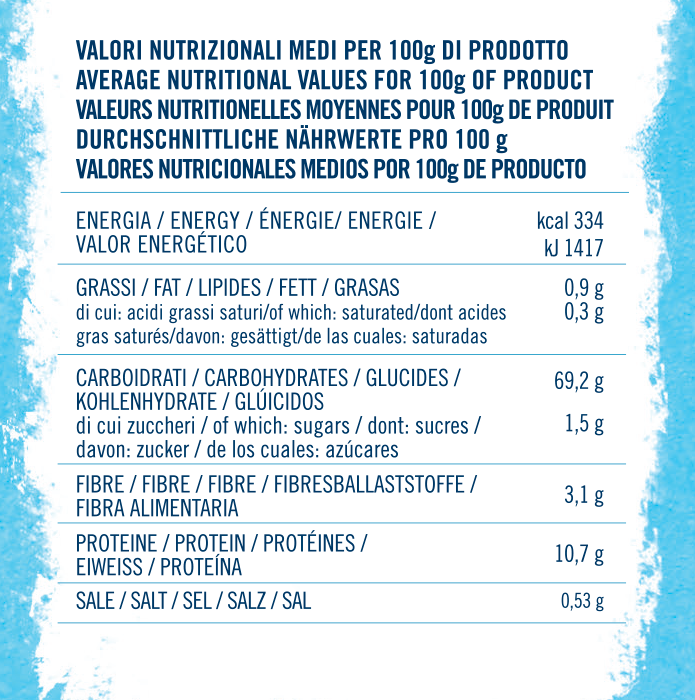 valori nutrizionali farina italiana tipo 1 con lievito vanigliato