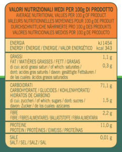 Average nutritional Stone-ground organic flour for cakes and desserts