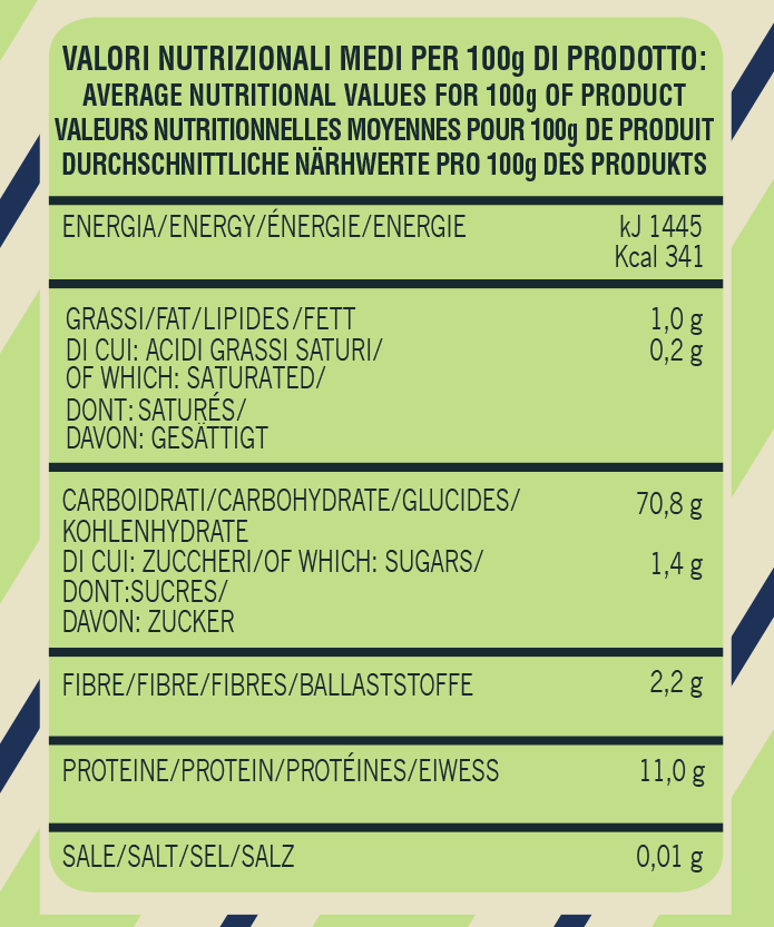 Valori nutrizionali Gran Mugnaio Bio antigrumi Molino Spadoni