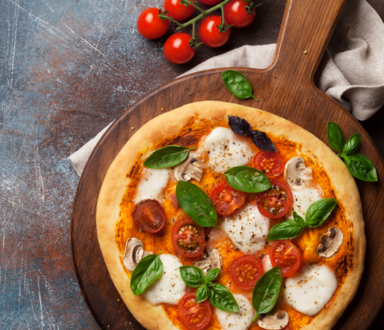 pizza rotonda con Preparato con amido resistente- con farina a basso indice glicemico